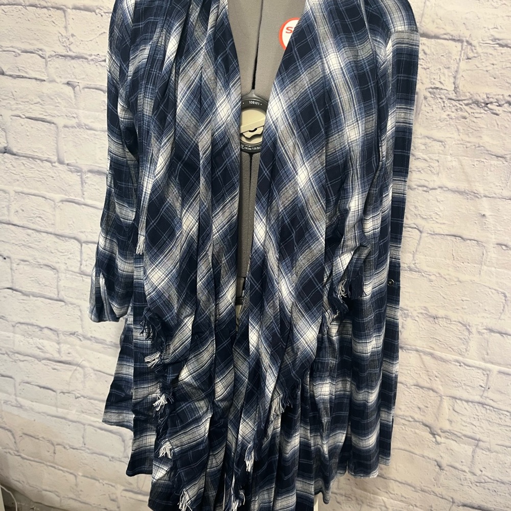 Lane Bryant 18/20 Flannel Navy Open Front Overshirt